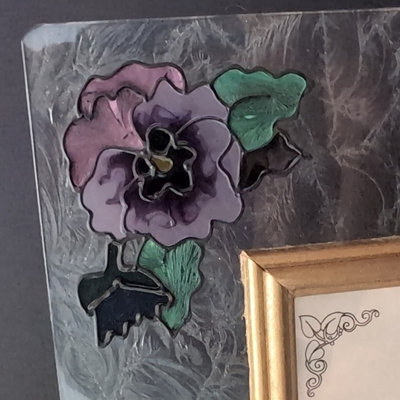 1997 Joan Baker Designs Hand-painted Floral Glass Picture Frame. - Picture 4 of 9